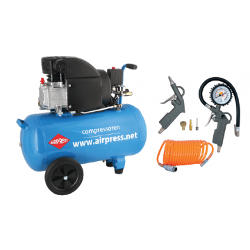 Kompresor klipnog zupčastog HL 275-50 + set od 6 pneumatskih alata